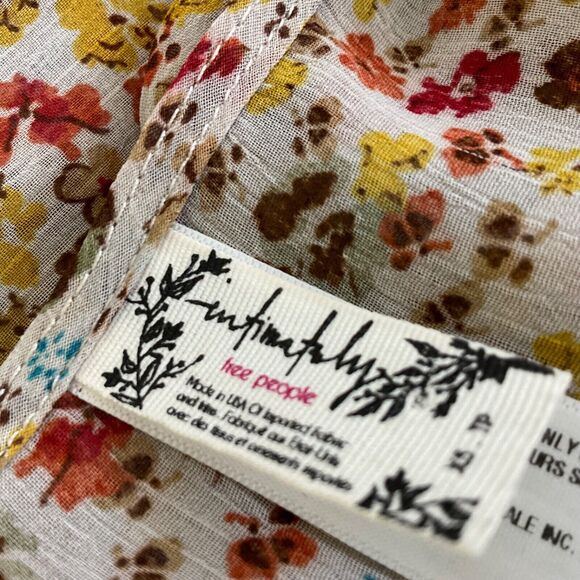 Intimately Free ,  FP Size XS Floral Bodysuit blouse top neutral colors. - Picture 6 of 15